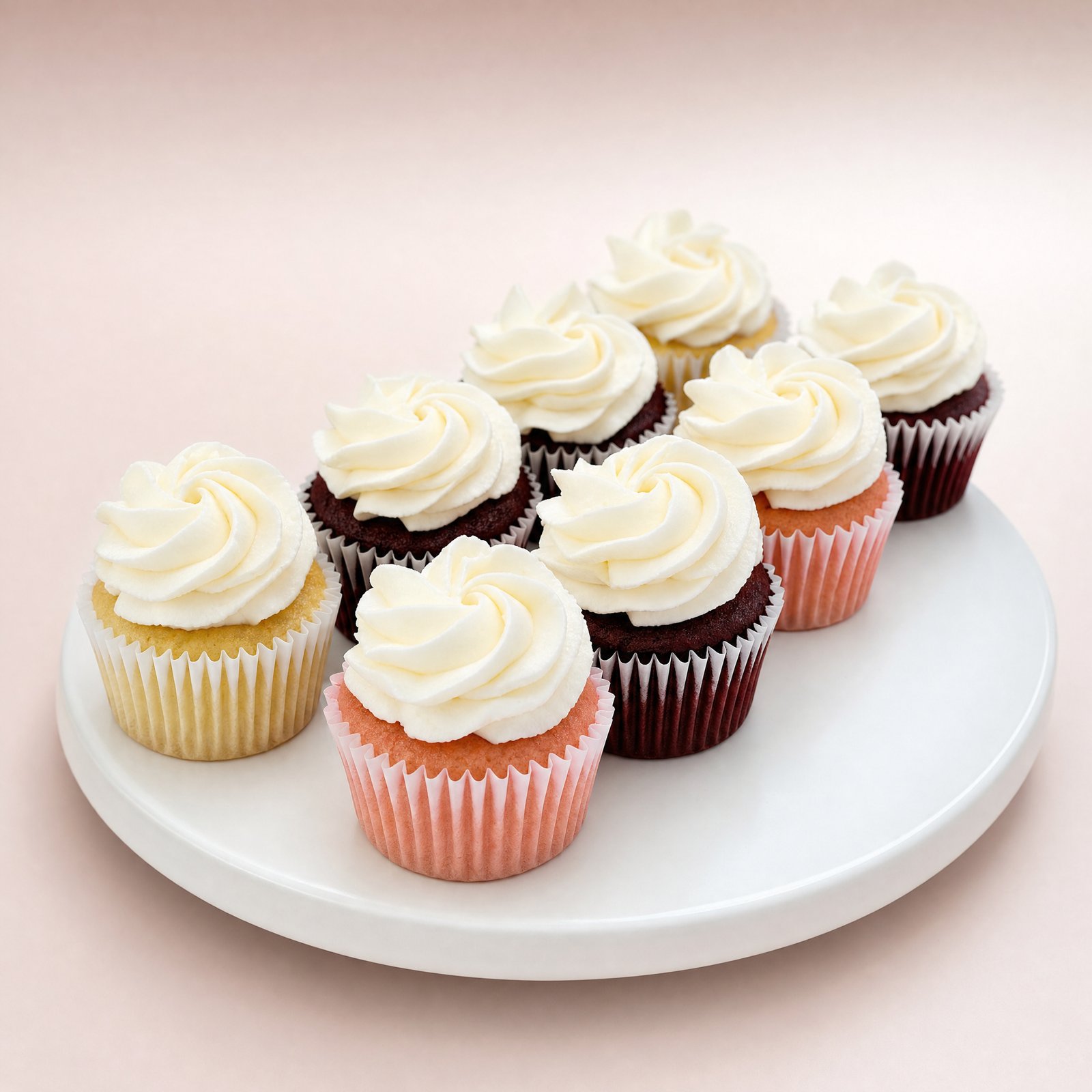 A platter of assorted buttercream mini cupcakes with sprinkles by Sweet Escape Cake Company, an Indianapolis bakery offering gluten-free cake options.