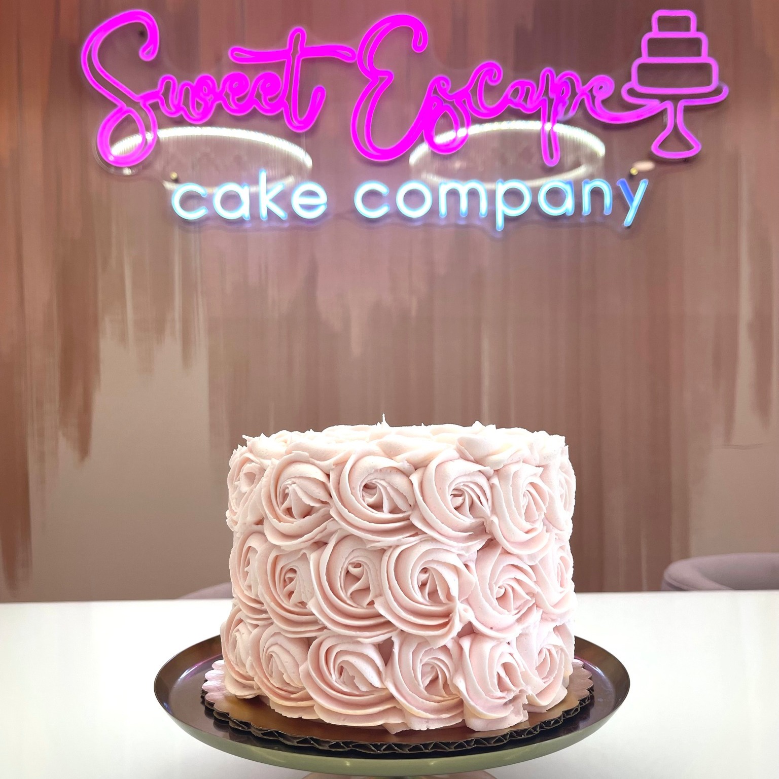 Pink buttercream rosette celebration cake